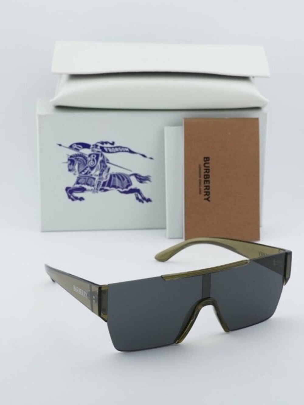 Burberry BE4291 42687 Shield Sunglasses - Green / Grey